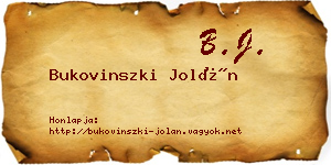Bukovinszki Jolán névjegykártya