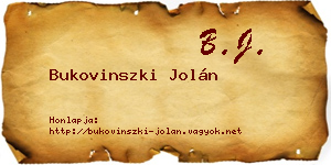 Bukovinszki Jolán névjegykártya