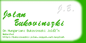 jolan bukovinszki business card